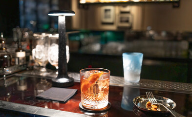 nigh club background with cocktail