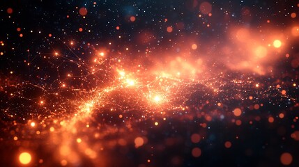 Fototapeta premium Artistic depiction of digital spaces interconnected nodes glowing data lines and virtual pathways symbolizing online productivity