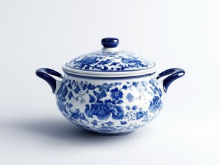Blue and White Pot with Lid