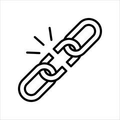 Broken link icon.Symbol isolated white background. vector illustration. color editable.