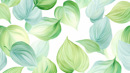 Seamless hosta halcyon leaves pattern. watercolor background with green leaf illustration for wallpapers, textile, decor design. Halcyon. Illustration