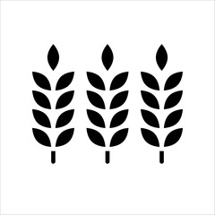 Wheat logo. Icon bakery. Spike wheat. Bread grain isolated on background. Stalk oat, barley, corn, rye, malt, bran, millet, maize, rice. Harvest seed for flour.