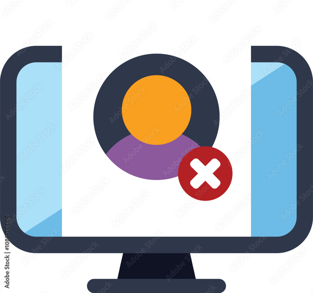 Poster user profile being deleted on a computer screen, representing online privacy and data security