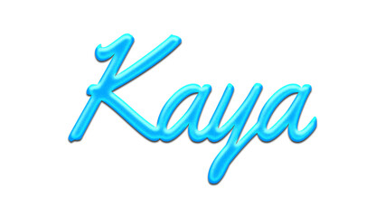 Glowing blue effect of name Kaya on white background.	