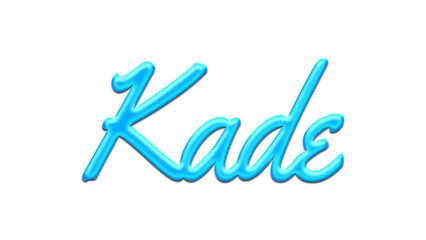 Glowing blue effect of name Kade on white background.	