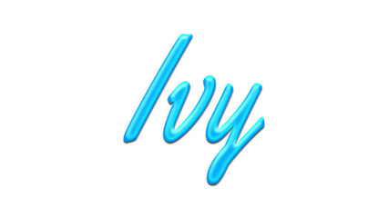 Glowing blue effect of name Ivy on white background.	