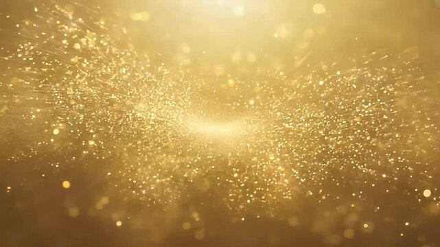 Glowing golden dust particles sparkling confetti exploding bright shimmering display ideal luxury New Year background video holiday design gold particle sparkle glow spark light glistering magic