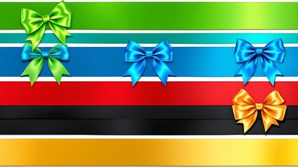 Naklejka premium Collection set of many colorful satin gift ribbons and bows isolated on white background, holiday celebration