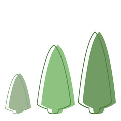 Minimal Christmas Trees in Three Sizes