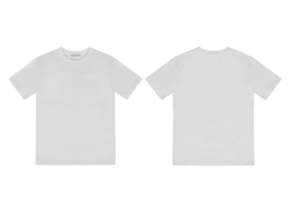 Blank white t shirt front and back mockup, plain cotton short sleeve mock-up, isolated on transparent background