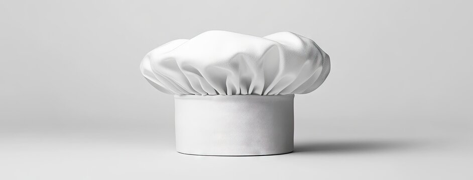 Elegant white chef's hat crafted from fabric, showcasing simplicity and style in a modern kitchen environment