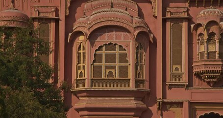 Jaipur, Rajasthan, India. Patrika Gate At Jawahar Circle, Close-up View. Old Pink City. Travel To India. Jaipur City Landmark. Traditional Rajasthani Style Of Architecture. Pillar And Column Depict