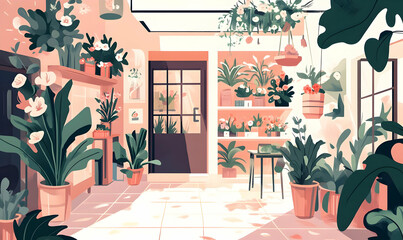 A vibrant indoor plant space filled with various greenery and decorative elements.