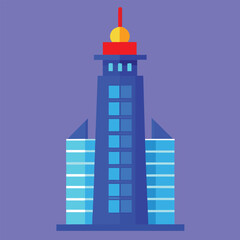 Naklejka premium Urban vector illustration featuring modern city buildings and towering skyscrapers