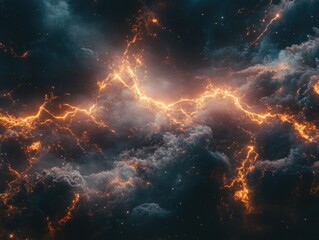 Naklejka premium Space Filled with Clouds and Stars