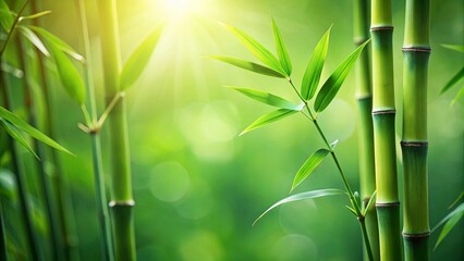 Serene Bamboo Forest Lush Green Stalks and Vibrant Leaves Bathed in Sunlight