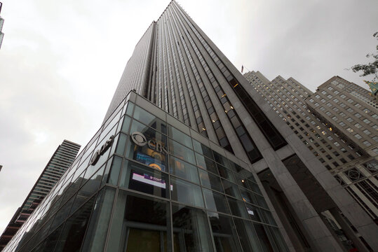 New York 2016 November 2: exterior of CBS news office in New York City. CBS is one of news agency in usa