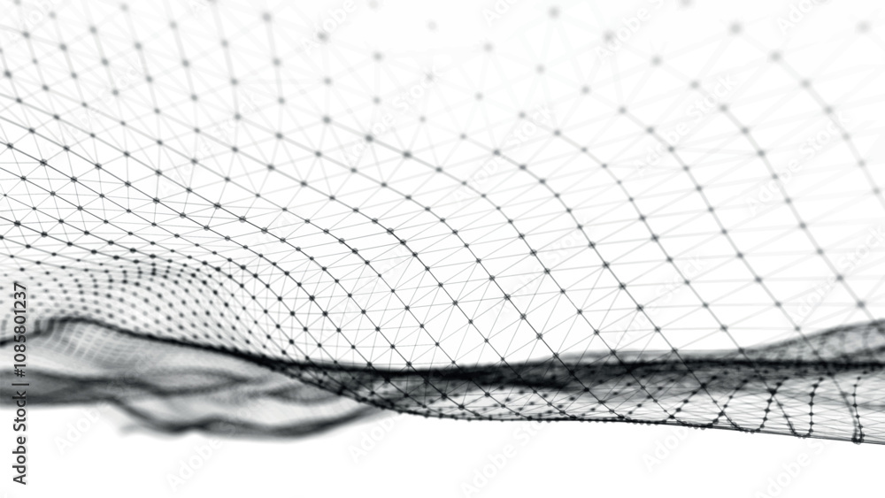 Poster futuristic point wave of particles. visualization of sound waves. technology or science banner. abst
