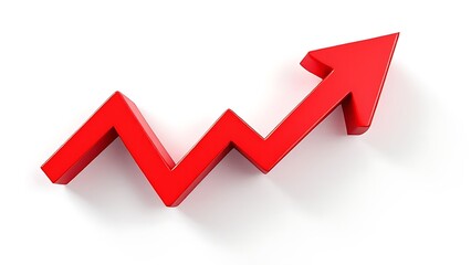 Red upward arrow graph showing rising trend