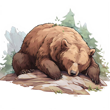 recommend clip art: AI Generate of cartoon Sleeping bear illustration clipart clip art isolated white background