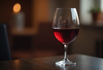 Glass of red wine on a blurred background