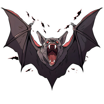 recommend clip art: AI Generate of cartoon flying bat illustration isolated  on white background