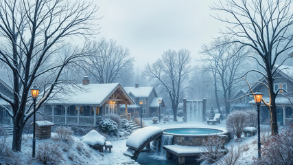 Winter Wonderland - Serene Snowy Village with Cozy Homes6