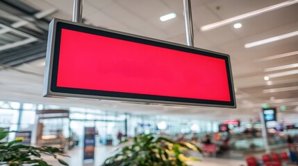 Bright Red Sign in Modern Airport Environment