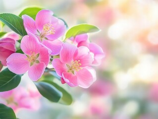 Fototapeta premium Pink Flowers Tree Close Up