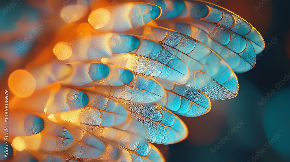 Poster captivating close-up of a delicate butterfly wing showcasing intricate patterns and vibrant colors i