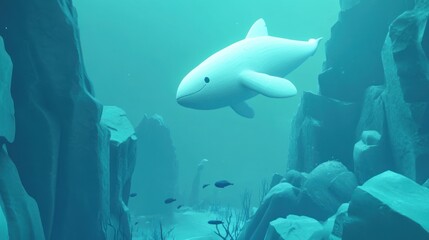 Fototapeta premium White Whale in a Deep Blue World
