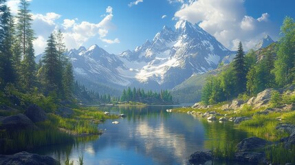 Breathtaking mountain landscape reflection serene lake nature photography tranquil environment panoramic view wilderness beauty
