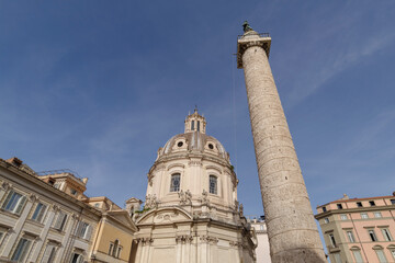 Forum of Trajan, church of Saints Luca and Martina, along street dei Fori Imperiali, Rome, Italy