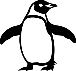 vector animal illustration, logo, black silhouette with a penguin © My