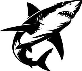 vector animal illustration, logo, black silhouette with a shark