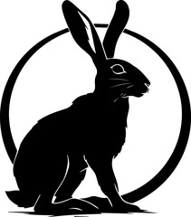 vector animal illustration, logo, black silhouette with a rabbit © Musny