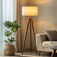 Textured Ceramic Floor Lamp in Modern Living Room