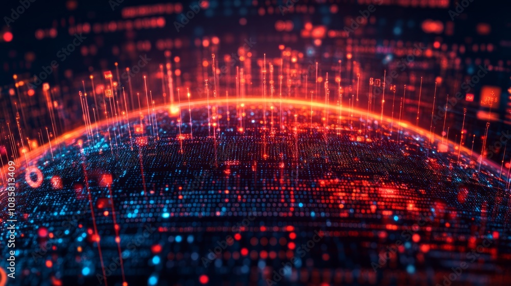 Aufkleber abstract digital globe with glowing lines and data points.
