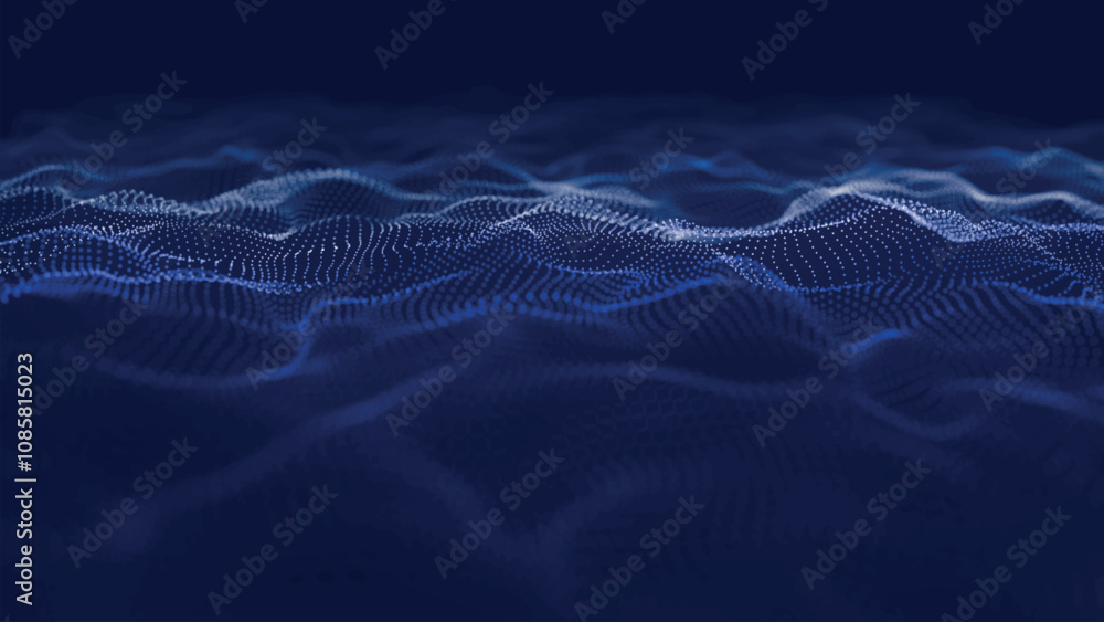 Aufkleber futuristic point wave of particles. visualization of sound waves. dark background. technology or sci