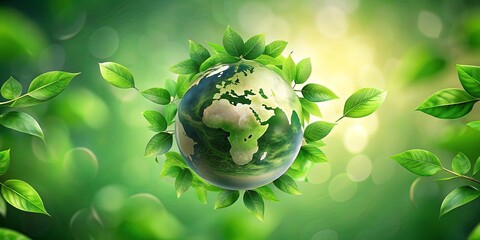 A Vibrant Earth Globe Surrounded by Lush Green Foliage, Symbolizing Environmental Conservation and Sustainable Practices
