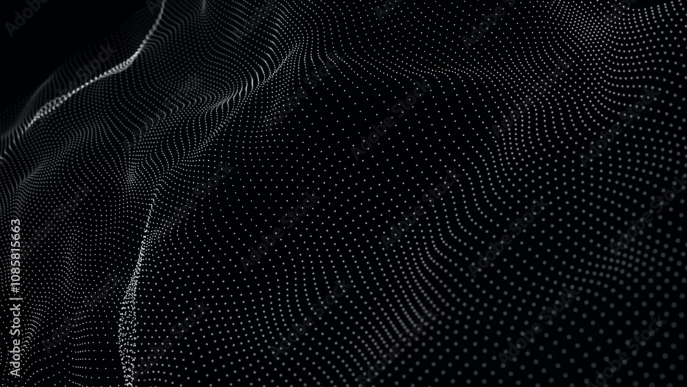 Poster futuristic point wave of particles. visualization of sound waves. technology or science banner. abst
