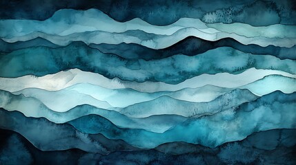 Abstract teal watercolor background with dark blue color