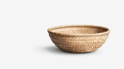 Fototapeta premium a woven basket, craft element, detailed handdrawn sketch, earthy tones, isolated on white background