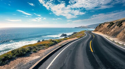Coastal road with stunning ocean views on a sunny day