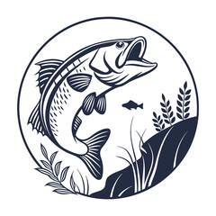 Creative Fish Logo Design  A Harmonious Representation of Aquatic Life, Natural Elements, and Artistic Elegance