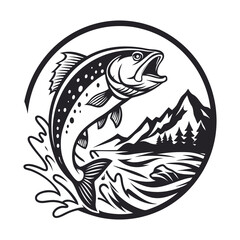 Creative Fish Logo Design  A Harmonious Representation of Aquatic Life, Natural Elements, and Artistic Elegance