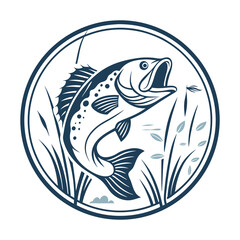 Creative Fish Logo Design  A Harmonious Representation of Aquatic Life, Natural Elements, and Artistic Elegance
