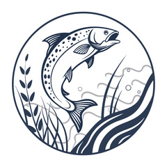 Creative Fish Logo Design  A Harmonious Representation of Aquatic Life, Natural Elements, and Artistic Elegance