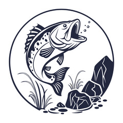 Creative Fish Logo Design  A Harmonious Representation of Aquatic Life, Natural Elements, and Artistic Elegance