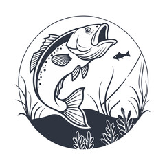 Creative Fish Logo Design  A Harmonious Representation of Aquatic Life, Natural Elements, and Artistic Elegance